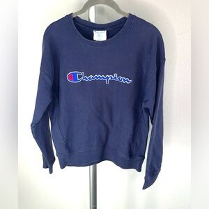 Vintage Small Champion Blue with Logo Pull-Over Sweatshirt Thick